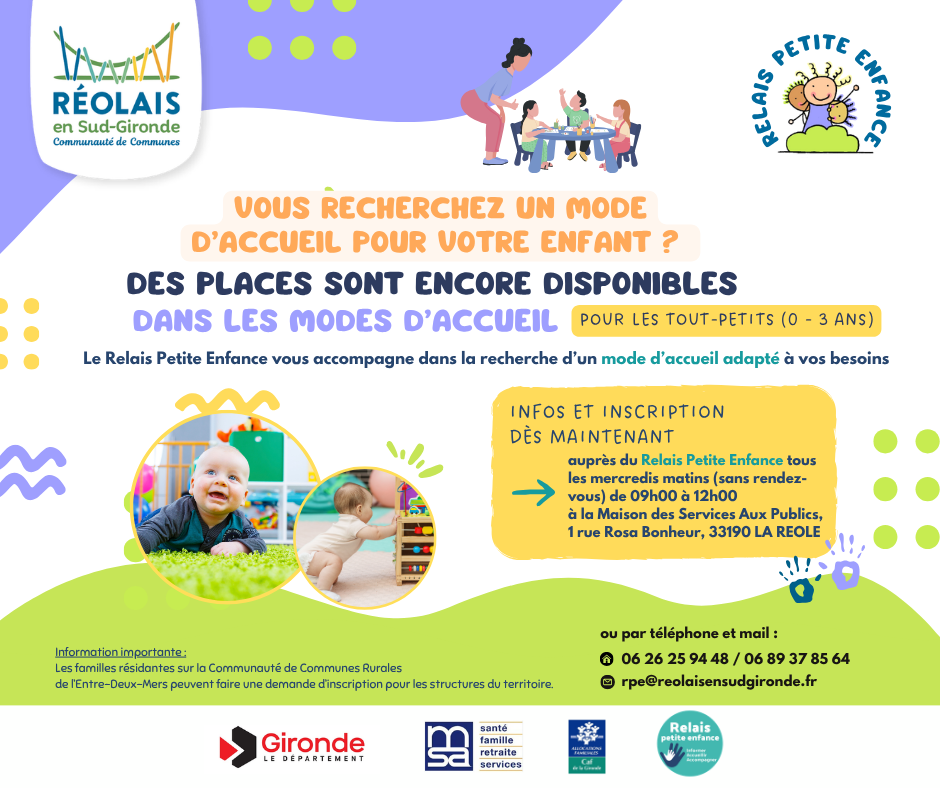 places disponibles en crèche